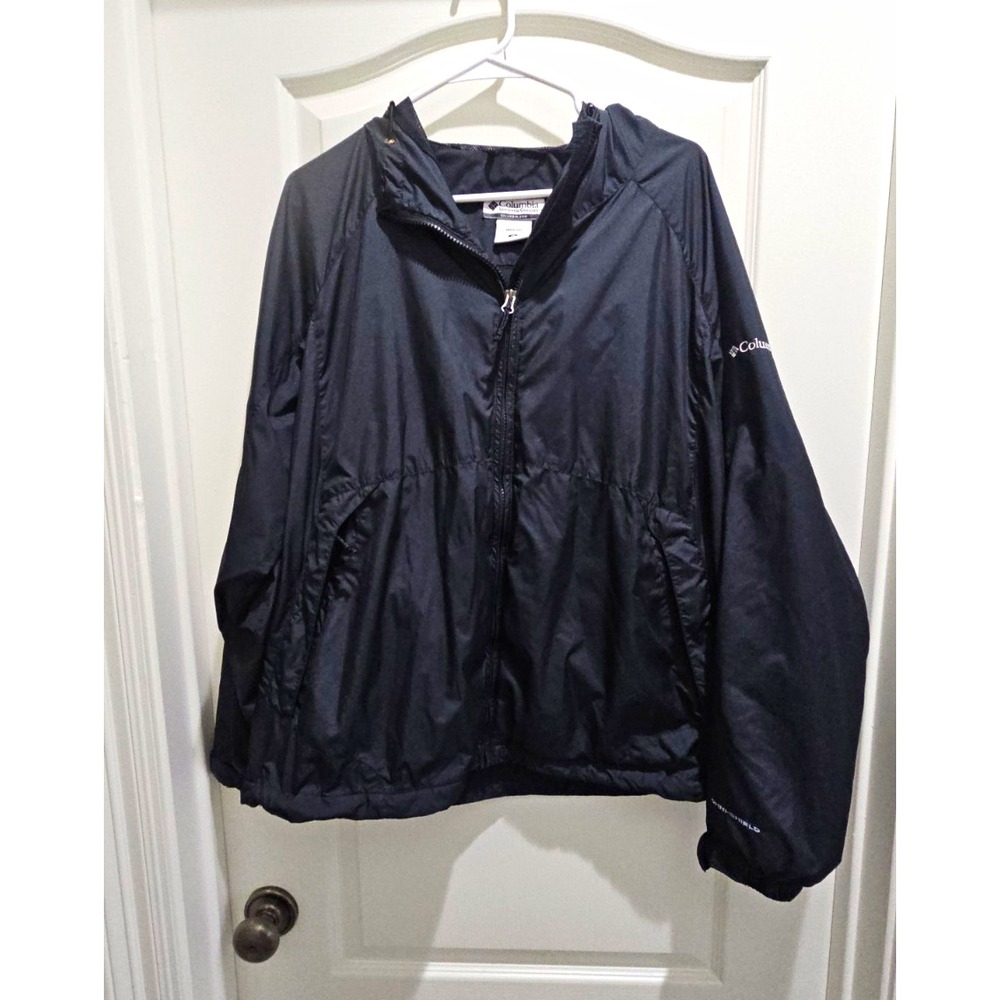 Women's Omni-Shield Water Resistant Black Full Zip Jacket Stand-Up Collar 1XL